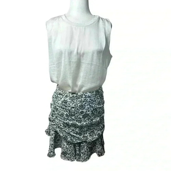Veronica Beard TARAS FLORAL SKIRT OFF-WHITE/Multi Green and Blue Size 10 - Picture 2 of 9